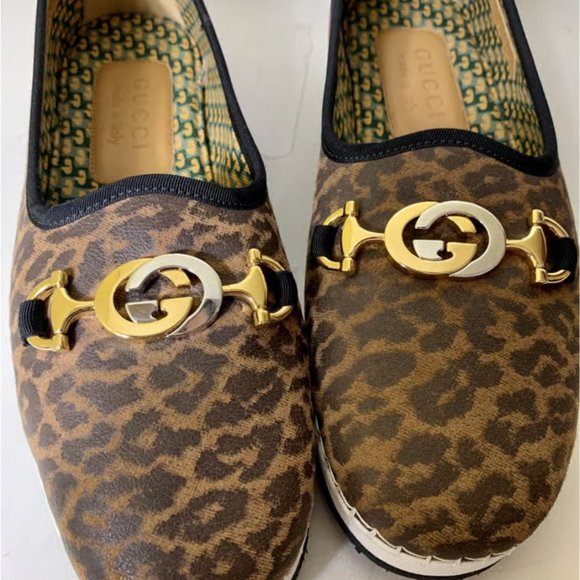 NWT - Gucci Leopard Mixed Metal Espadrilles Flats - Size 8 - Picture 4 of 7
